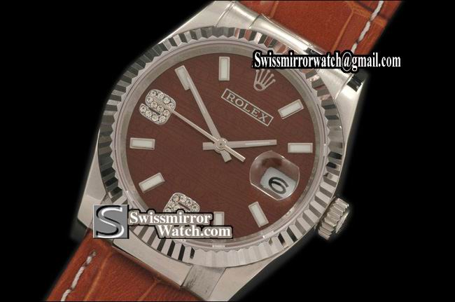 Mens Rolex Datejust LE Brown 2008 Insignia Dial Lume Stk/Diam Num Markers Replica Watches