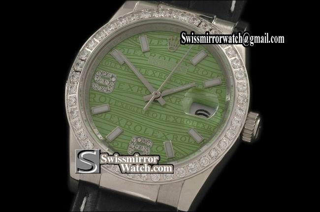 Mens Rolex Datejust LE Green 2008 Insignia Dial Diam Bez Lume Stk/Diam Num Replica Watches