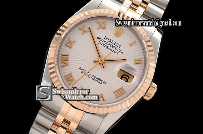 Mens Rolex Datejust TT Jub SS Sunburst White Roman Swiss Eta 2836-2 Replica Watches