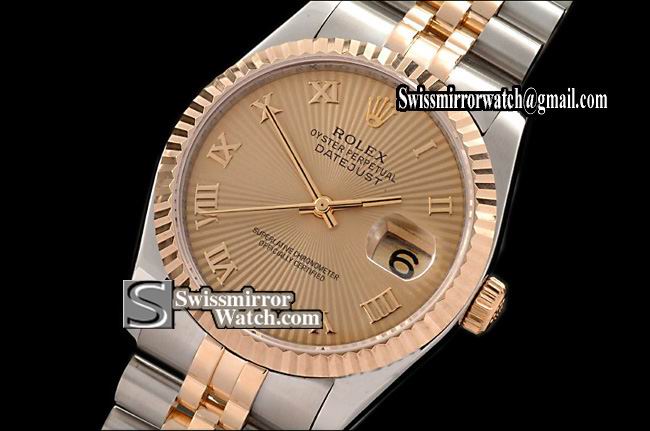 Mens Rolex Datejust TT Jub SS Sunburst Gold Roman Swiss Eta 2836-2 Replica Watches