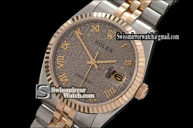 Mens Rolex Datejust TT Jub SS Jubilee Grey Roman Swiss Eta 2836-2 Replica Watches
