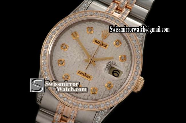 Mens Rolex Datejust TT Jub Diam Bez/Case/Band Jub Wht Dial Swiss Eta 2836-2 Replica Watches