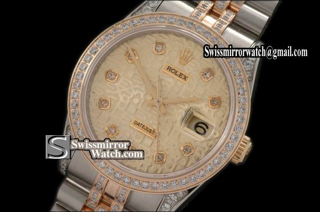 Mens Rolex Datejust TT Jub Diam Bez/Case/Band Jub Gold Dial Swiss Eta 2836-2 Replica Watches