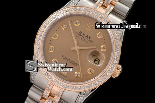 Mens Rolex Datejust TT Jub Diam Bez/Case/Band Gold Dial Swiss Eta 2836-2 Replica Watches