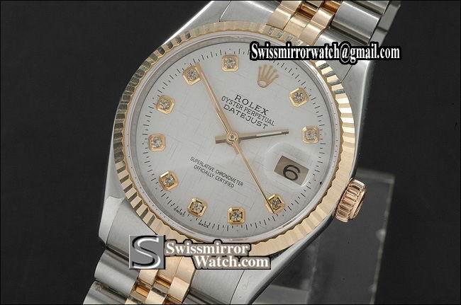 Mens Rolex Datejust 14K Wrapped WhiteTex Dial Diamond Markers Eta 2836-2 Replica Watches