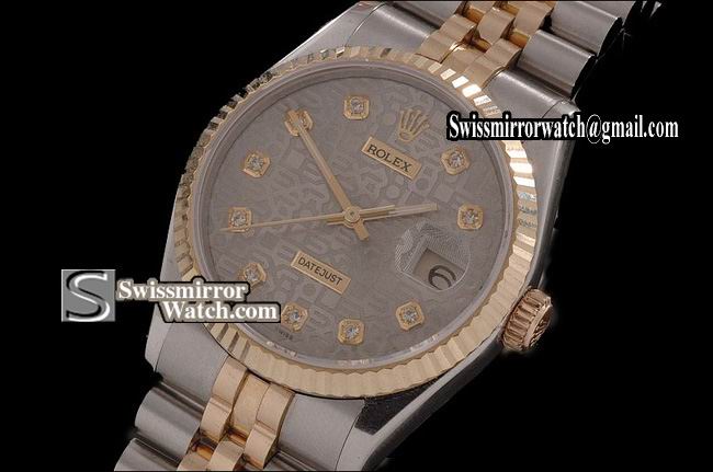 Mens Rolex Datejust 14K Wrapped Jubilee Grey Dial Diamond Markers Eta 2836-2 Replica Watches