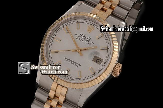 Mens Rolex Datejust 14K Wrapped White Dial Stick Markers Eta 2836-2 Replica Watches