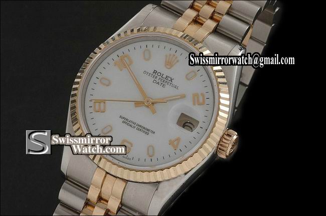 Mens Rolex Datejust 14K Wrapped White Dial Stk/Num Markers Swiss Eta 2836-2 Replica Watches