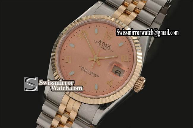 Mens Rolex Datejust 14K Wrapped Salmon Dial Stk/Num Markers Swiss Eta 2836-2 Replica Watches
