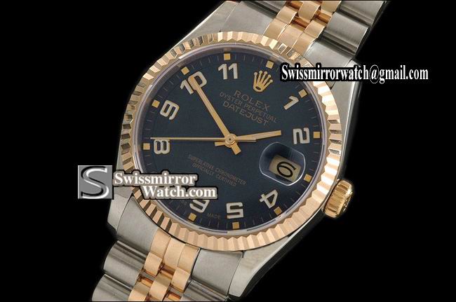 Mens Rolex Datejust TT Blue Dial Numeral Markers Swiss Eta 2836-2 Replica Watches