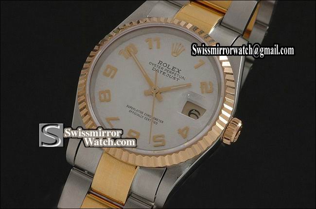 Mens Rolex Datejust TT Wht Jub Dial Num Markers Osyter Eta 2836-2 Replica Watches
