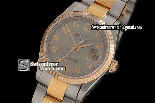 Mens Rolex Datejust TT Grey Dial Num Markers Osyter Eta 2836-2 Replica Watches