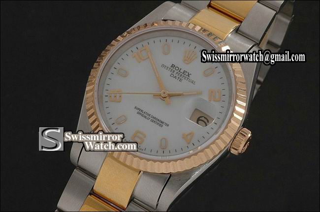 Mens Rolex Datejust TT White Dial Num/Stk Markers Osyter Eta 2836-2 Replica Watches