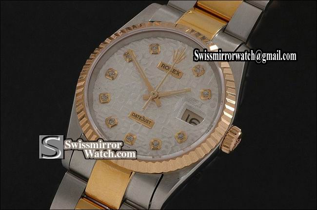 Mens Rolex Datejust TT Jub White Dial Diamond Markers Osyter Eta 2836-2 Replica Watches