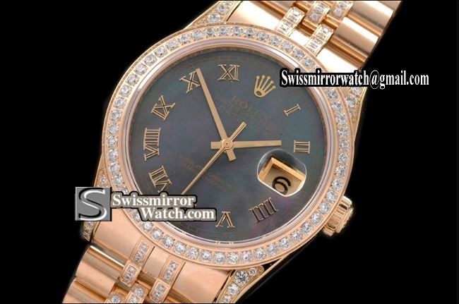 Mens Rolex Datejust FG Jub Diam Bez/Bracelet Blue Roman Dial Eta 2836-2 Replica Watches