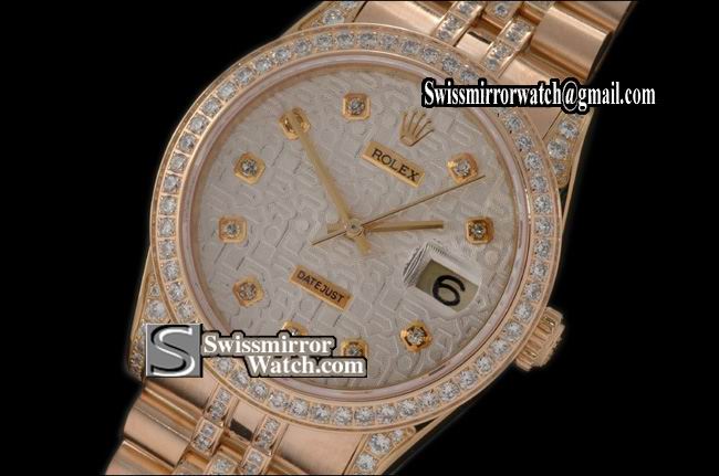 Mens Rolex Datejust FG Jub Diam Bez/Bracelet Jub Wht Dial Swiss Eta 2836-2 Replica Watches