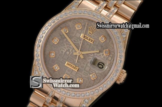 Mens Rolex Datejust FG Jub Diam Bez/Bracelet Jub Grey Dial Swiss Eta 2836-2 Replica Watches