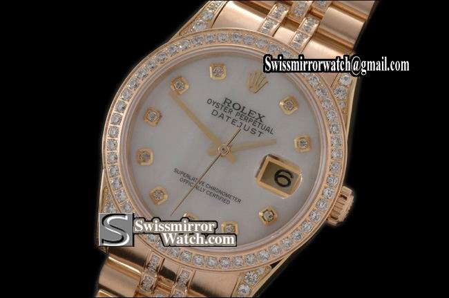 Mens Rolex Datejust FG Jub Diam Bez/Bracelet P-Wht Dial Swiss Eta 2836-2 Replica Watches