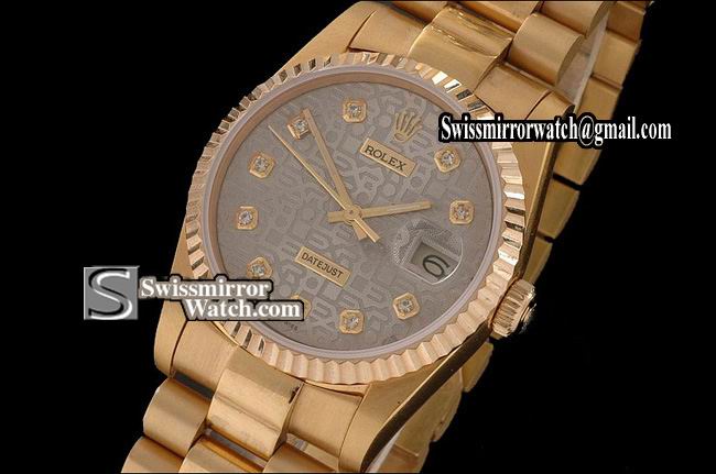 Mens Rolex Datejust FG Grey Jubilee Dial Diamond Markers Swiss Eta 2836-2 Replica Watches