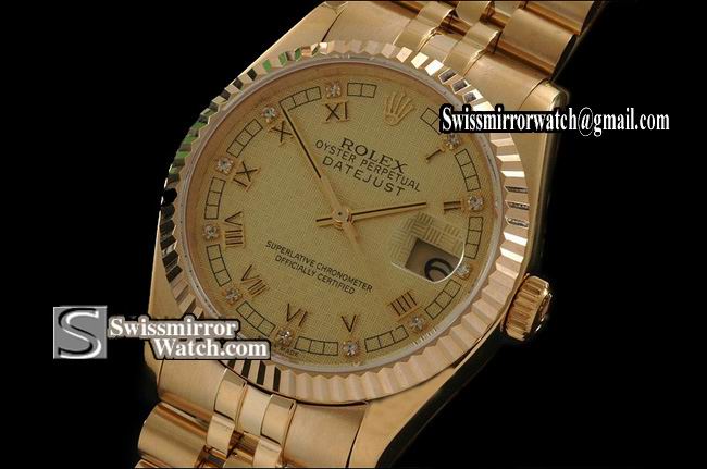 Mens Rolex Datejust FG Checkered Gold Dial Jubilee Diam/Roman Markers Eta Replica Watches