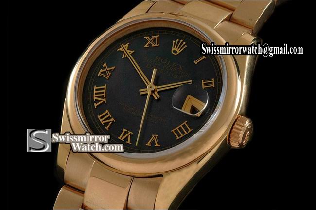 Mens Rolex Datejust FG Black Dial Oyster Roman Markers Swiss Eta 2836-2 Replica Watches