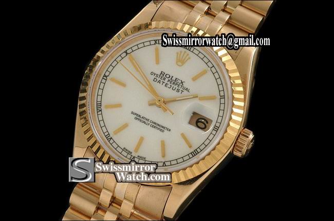 Mens Rolex Datejust FG White Dial Jubilee Sticks Markers Eta 2836-2 Replica Watches