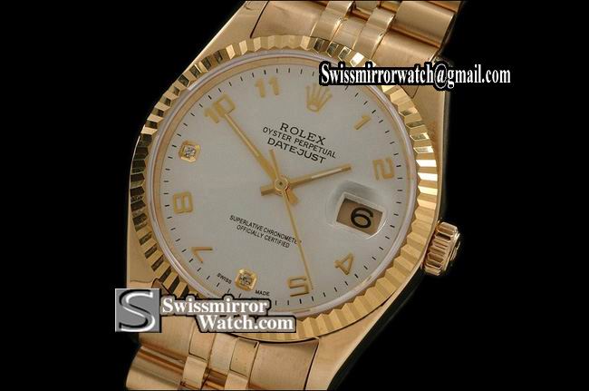 Mens Rolex Datejust FG White Dial Jubilee Diam/Num Markers Eta 2836-2 Replica Watches