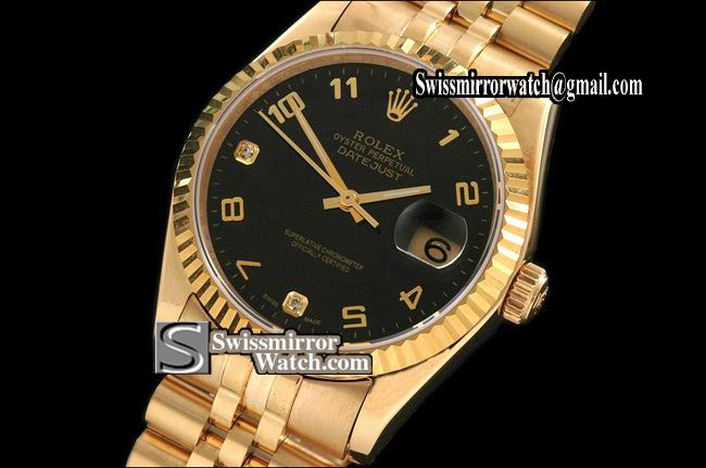Mens Rolex Datejust FG Black Dial Jubilee Diam/Num Markers Eta 2836-2 Replica Watches