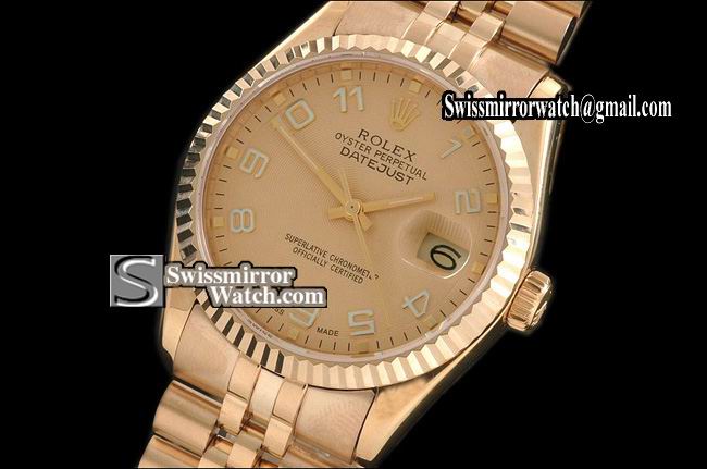 Mens Rolex Datejust FG Gold Dial Jubilee Numeral Markers Eta 2836-2 Replica Watches