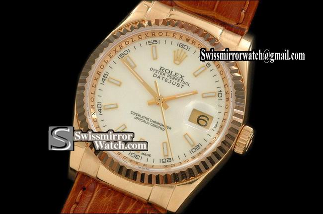 Mens Rolex Datejust LE White Dial Stick Markers Swiss Eta 2836-2 Replica Watches
