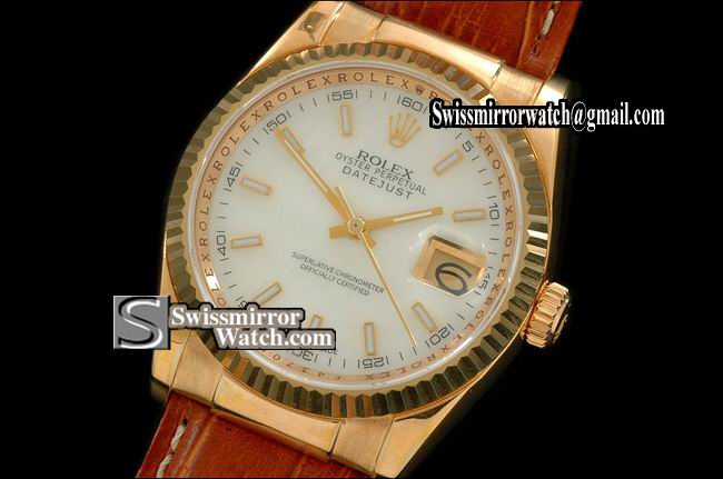 Mens Rolex Datejust LE MOP White Dial Stick Markers Swiss Eta 2836-2 Replica Watches