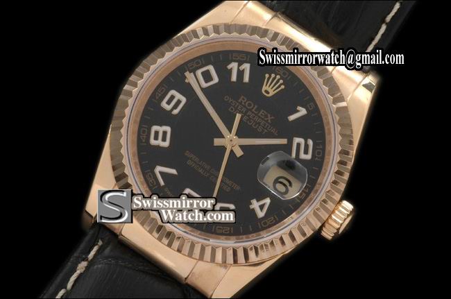 Mens Rolex Datejust LE Black Dial Numeral Markers Swiss Eta 2836-2 Replica Watches