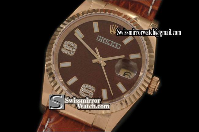 Mens Rolex Datejust LE Brown 2008 Insignia Dial Lume Stk/Diam Num Markers Replica Watches