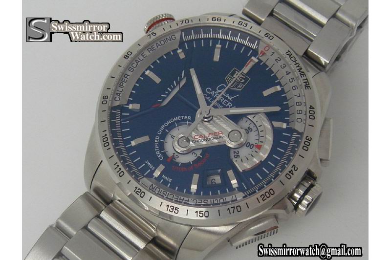 Tag Heuer Grand Carrera Calibre 36 Asia Valjoux 7750 Movement with Blue Dial S/S Replica Watches