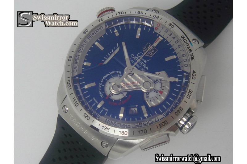 Tag Heuer Grand Carrera Calibre 36 Working Chronograph SS Case with Blue Dial Replica Watches