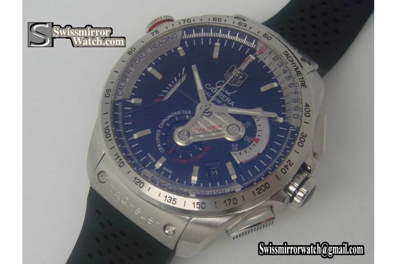 Tag Heuer Grand Carrera Calibre 36 Working Chronograph SS Case with Black Dial Replica Watches
