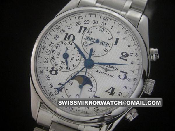 Longines Master Chrono Steel Asia 7751 White Replica Watches