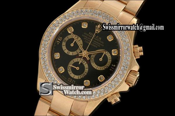 Rolex Cosmograph Daytona Full Gold Black Dial Diamond Markers/Be