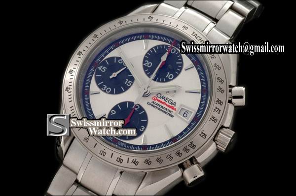 Omega Speedmaster Date 3211.31.00 SS/SS Wht/Blk A-7750 28800bph Replica Watches