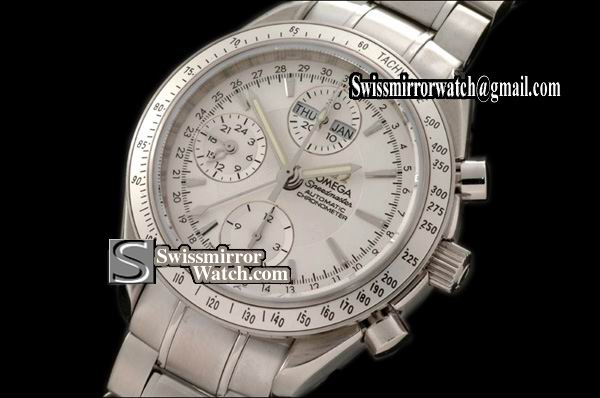 Omega Speedmaster Day Date 3221.30.00 SS/SS White A-7751 Replica Watches