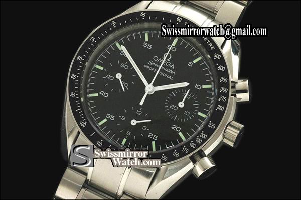 Omega Speedmaster Broad Arrow Blk Dial Wht Stk Markers Manual Chronos Replica Watches