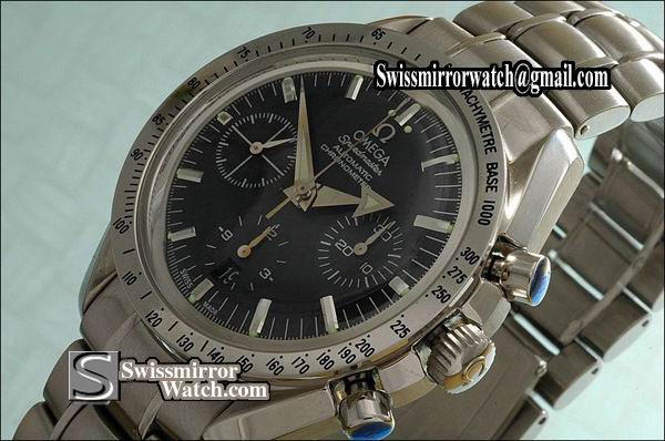 Omega Speedmaster Broad Arrow Black Dial Silver Stk 7750 Working Chronos Replica Watches
