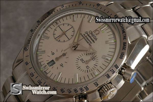 Omega Speedmaster Broad Arrow White Dial Silver Stk 7750 Working Chronos Replica Watches