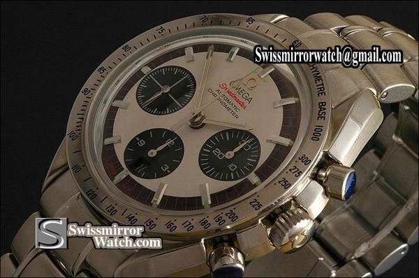 Omega Speedmaster M-Schmacher SS White Dial 7750 Working Chronos Replica Watches