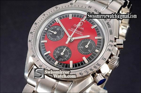 Omega Speedmaster M-Schmacher SS Red Dial 7750 Working Chronos Replica Watches