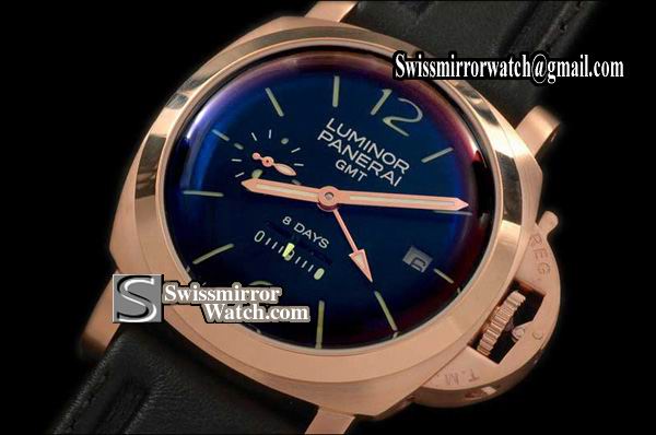 Panerai Luminor GMT Pam 289 8 Days GMT RG/RU Black Asian 23J Replica Watches