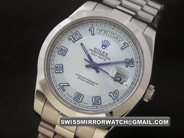 Swiss Rolex Oyster Perpetual Day-Date II SS 41mm Blue Watches