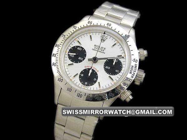 Rolex Paul Newman Daytona SS white (Black)/Steel Asia 7750 Watch