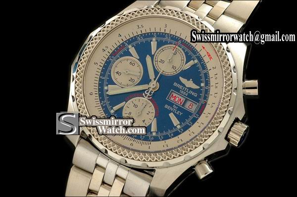 Breitling Bentley GT Brushed SS Blue Asia 7750 28800bph 44mm