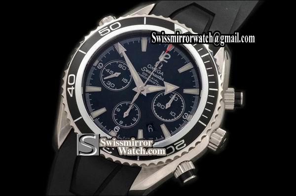 Omega Seamaster Planet Ocean 45.5mm Chrono SS/RU Black Bezel A-7750 28800bph Replica Watches